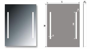 Zrcadlo s LED osvětlením CLASSIC 600x45x750