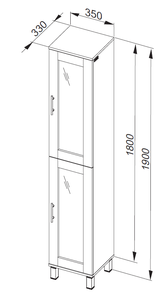 SIENA vysoká skříňka, š: 35 cm, hl: 33 cm, v: 180 cm 0415-350106 - ukončení výroby!