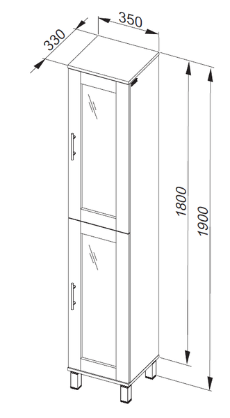 SIENA vysoká skříňka, š: 35 cm, hl: 33 cm, v: 180 cm 0415-350106 - ukončení výroby!