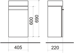 ACTA 40 skříňka záv. s umyvadlem, bílá lesk (1696-210-001), š: 40,5 cm, hl: 22cm, výška: 69cm