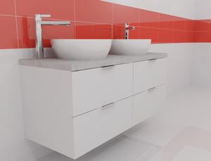 COOL MAX 120 skřínka BÍLÁ vysoký lesk/vrchní deska BETON mat/2 zásuvky, š:120 x hl:50 x v:53 cm