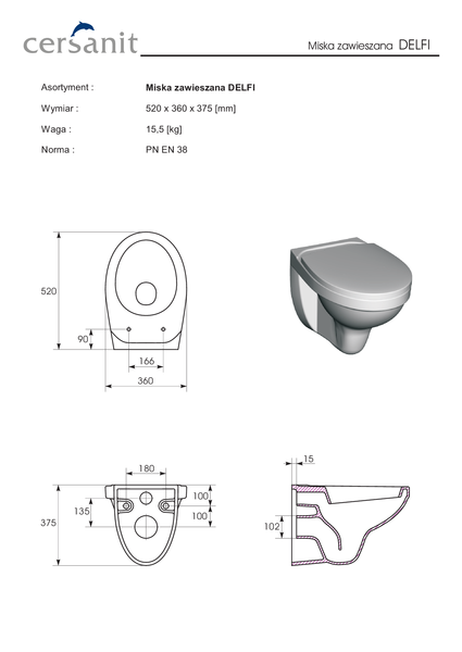 DELFI WC ZÁVĚSNÁ MÍSA  K11-0021