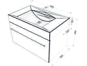 AQUASAN 80 UMYVADLO 800X500X120