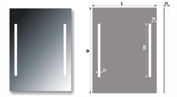 Zrcadlo s LED osvětlením CLASSIC 1200x45x600