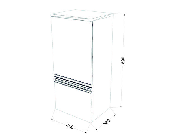 FRESH FN4006 skř. nízká bílá vys. lesk/fino tmavé mat 400x320x890