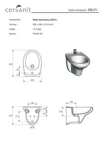 bidet závěsný DELFI