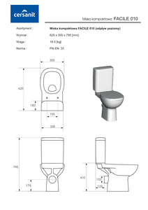 K30-017 FACILE WC KOMBI 316010 3/6 + WC SEDÁTKO, DUROPLAST ANTIBAKTERIÁLNI