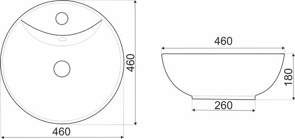 KR 191 KERAMICKÉ UMYVADLO NA DESKU PRŮMĚR 46CM - nelze objednat