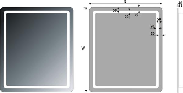 Zrcadlo s LED osvětlením STAR LED  500x45x750