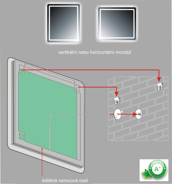 Zrcadlo s LED osvětlením STAR LED  500x45x750 bezdotyk.vyp.